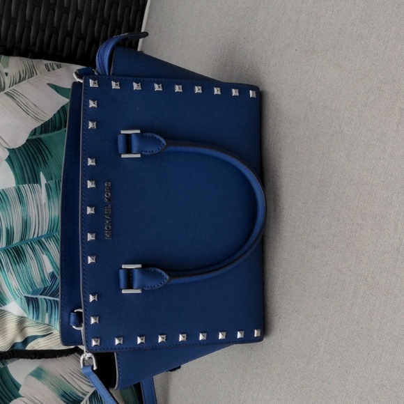 Michael Kors MD Studded TZ Satchel Handbag with Wallet Blue - Picture 6 of 12